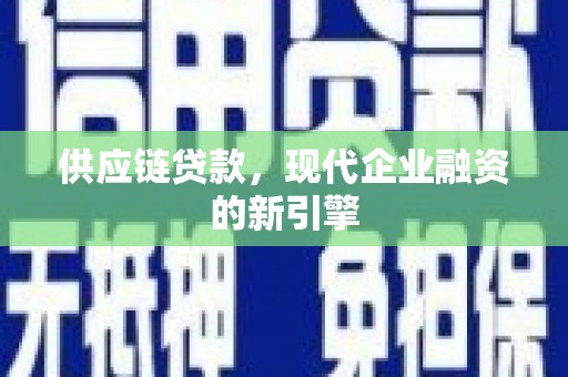 泸定供应链贷款，现代企业融资的新引擎