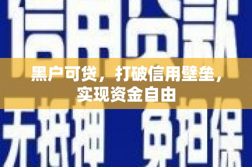 泸定黑户可贷，打破信用壁垒，实现资金自由