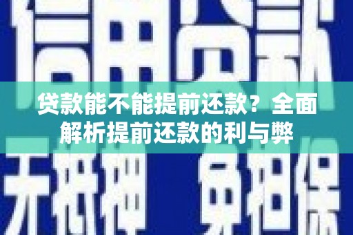 泸定贷款能不能提前还款？全面解析提前还款的利与弊