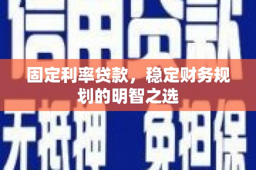 泸定固定利率贷款，稳定财务规划的明智之选